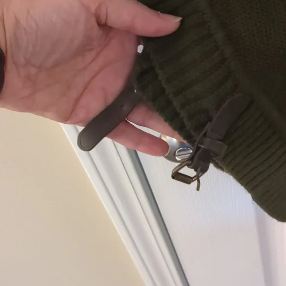 Olive Green Cowl Sweater Poncho - Picture 3 of 4